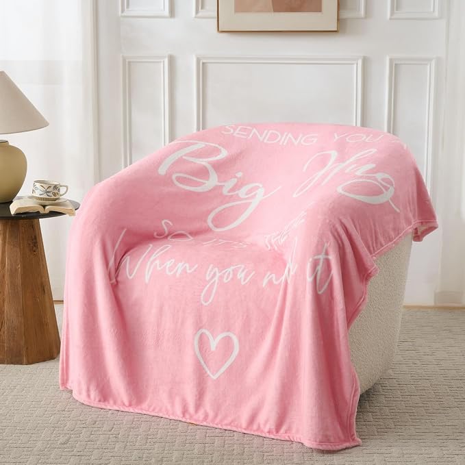 Thinking of You Gifts for Women Men – Get Well Blanket 50x60 Inch, Pink Flannel Comfort Hug Blanket, Sympathy Throw for After Surgery, Chemo, Illness, Recovery