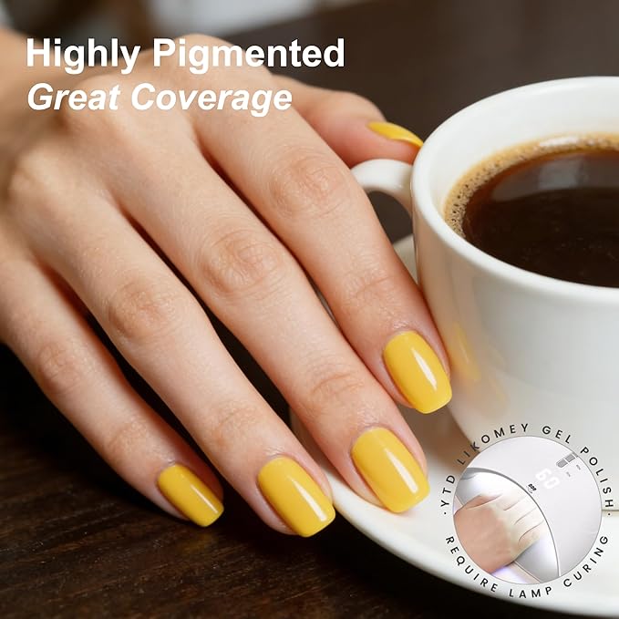 YTD Likomey Nail Gel Color Gel,15ml Yellow Soak Off UV Nails Gel,Spring Summer Salon Home DIY Nail Art Manicure and Pedicure Mustard Yellow Gel Varnish,CS438