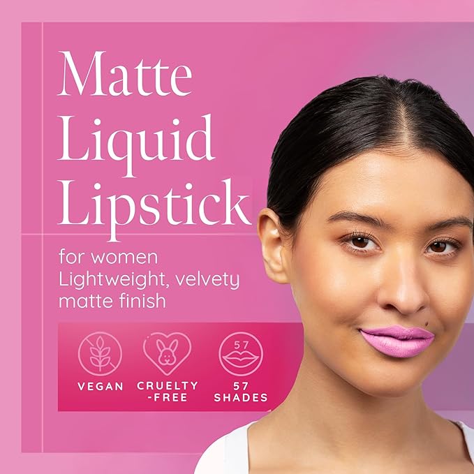 Aromi Matte Liquid Lipstick | Light Pink Lip Color for Women, Smudge Proof, Long-lasting, Waterproof, Vegan, Handmade (Baby Pink)