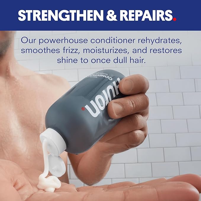Huron Men’s Conditioner - Lightweight, Hydrating Conditioner - Eliminates Frizzy Hair, Moisturizes, & Restores Shine - Clean & Invigorating Scent - 100% Vegan Ingredients & Cruelty-Free - 11.8 Fl Oz