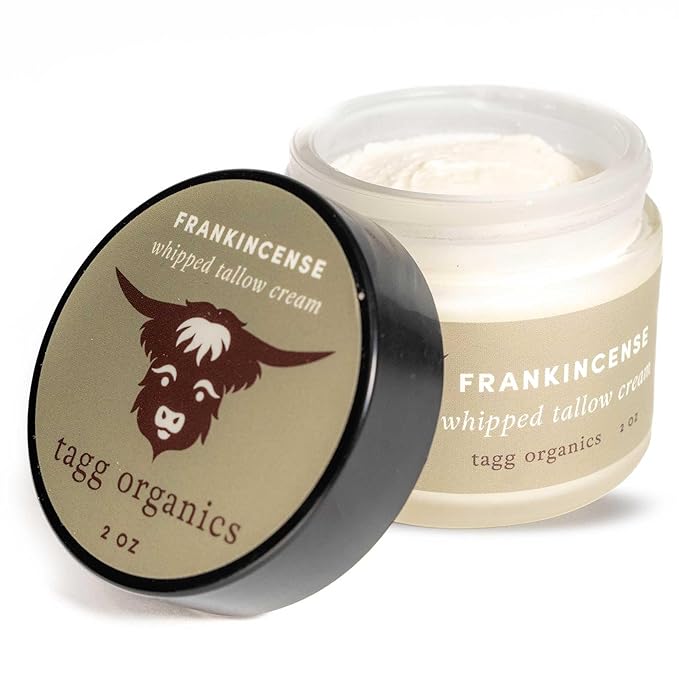Whipped Tallow Cream for Skin - 100% Organic & Chemical-Free - Deep, Long-Lasting Hydration & Nourishment for Dry & Sensitive Skin (Frankincense 2oz)