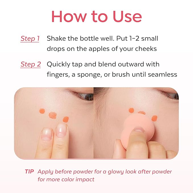 A'PIEU Juicy-Pang Water Blusher [PK03] – Fruity Liquid Blush for Cheeks, Buildable & Blendable Color, Hydrating Dewy Finish with Fruit Extract Blend & Rose Flower Water, 0.31 fl oz