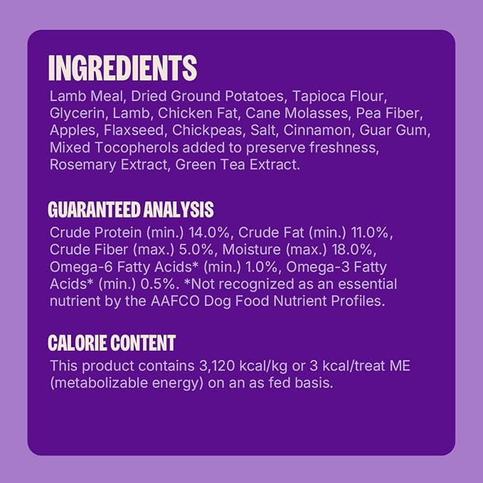 Wellness CORE Tiny Trainers Dog Treats, Natural, Grain Free, Lamb and Apple Recipe, 6 oz Bag