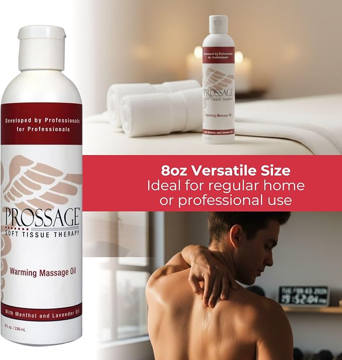 Prossage Heat Warming Relief Massage Oil for Therapuetic Massages, Deep Tissue Massages, and Aromatherapy, Topical Reliever, 8 Ounce Bottle
