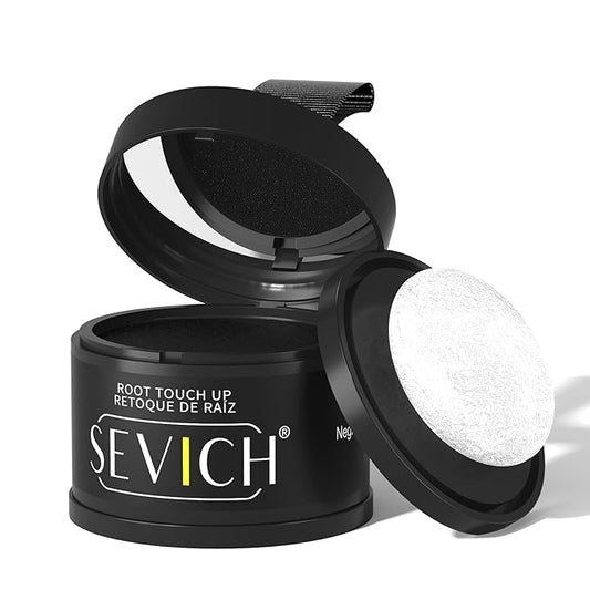 Sevich Hairline Powder - Root Touch Up Instantly Hair Color for Thinning Gray Coverage - Bald Spot Concealing Hair Powder for Women & Men - 48Hour Waterproof & Sweatproof - Black