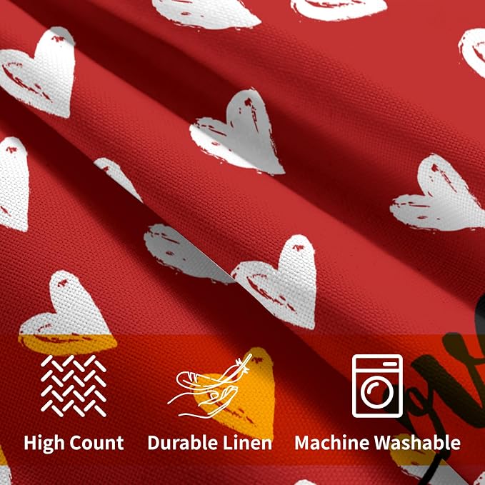 Kawani Valentine's Day Throw Pillow Covers 22x22 Pack of 2 Romantic Love Hearts Red Decorative Pillow Cases Cotton Linen Cushion Cover for Sofa Couch Home Decor Annivesary Wedding Gift
