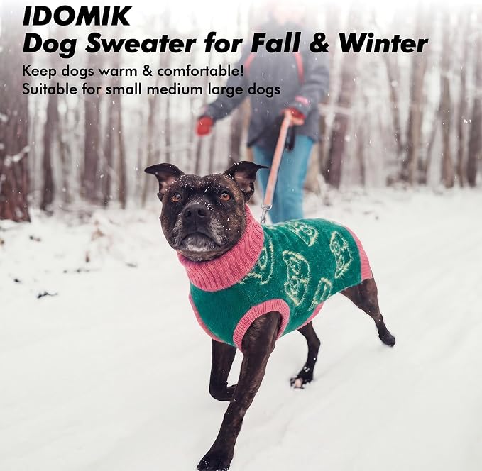 IDOMIK Dog Sweater with Foldable Turtleneck, Soft Pet Winter Sweater, XXL | Stretchy Knit Dog Sweaters for Large Dogs, Sleeveless Warm Dog Pullover Sweatshirt, Comfortable Winter Apparel