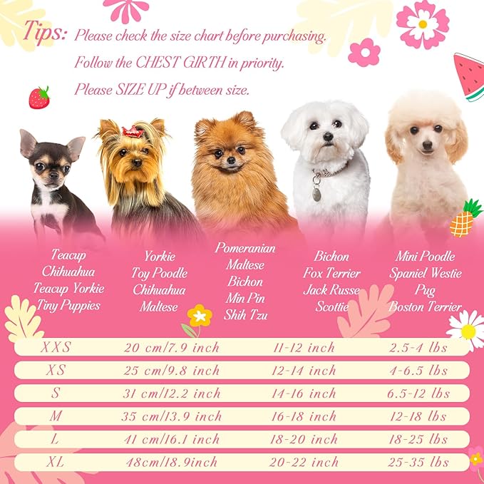5 Pack Girl Dog Clothes Floral Summer Puppy Princess Bowknot Dog Dresses for Small Dogs Girl Clothes Cute Outfits for Boys Girls Pets Cats Dogs