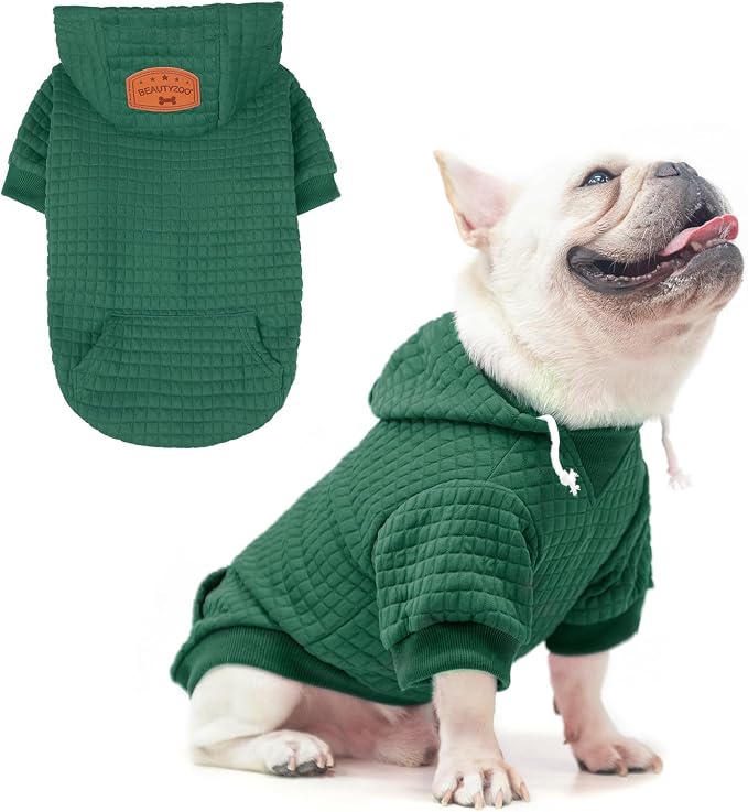 BEAUTYZOO Dog Hoodies Sweater for Small Dogs,Waffle‑Like Laminated Pet Coat | Warm Dog Sweatshirt with Pocket & Leash Hole,Pullover Clothes for Girl Boy Dogs & Cats,Stretchy & Easy‑On‑Off,Chihuahua Puppy