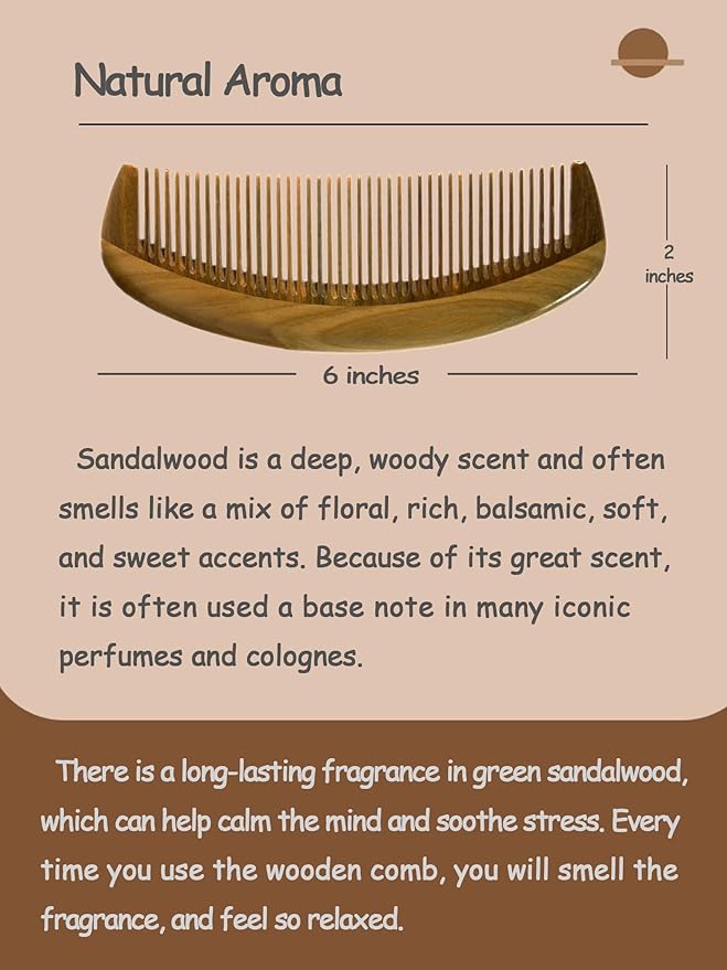 Yuutbiu Green Sandalwood Teasing Hair Comb - Anti Static Fine Tooth Wooden Styling Brush for Smoothing, Detangling & Volumizing Thin/Fine Hair (No Handle)