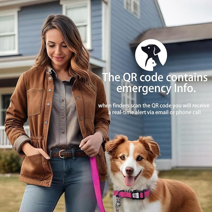 Reflective Dog Collar for Large Dogs,Personalized Dog Collar with Online Profile, Soft Neoprene Padded,Anti-Lose Function with QR Code Tag System,Rose Red L