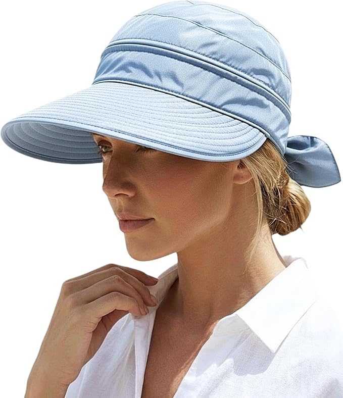 2-in-1 Women’s Sun Visor Sun Hat Zipper Off Ponytail Friendly, Lightweight Quick Dry, Summer UV Protection