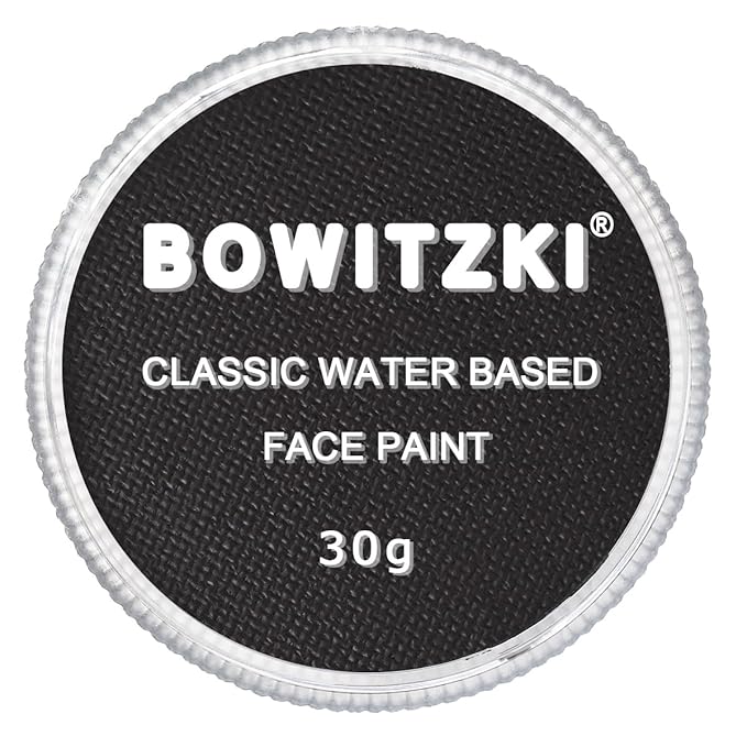 Bowitzki 30g Professional Face Paint Body Paint Water Based Face painting Makeup Safe for Kids and Adults Split Cake Single Color Halloween Christmas - Black