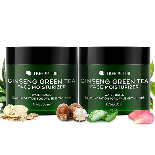 Tree to Tub Hydrating Face Moisturizer for Dry & Sensitive Skin - Water Based Hyaluronic Acid Facial Moisturizer, Vitamin C & E Face Cream for Women & Men w/Organic Aloe, Green Tea, Natural Ginseng
