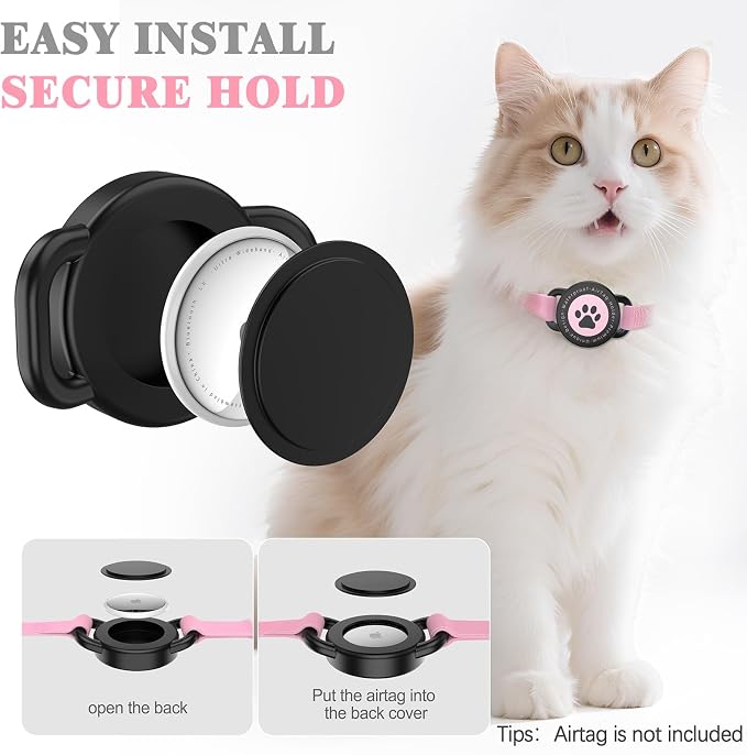Airtag Cat Collar, Stretchy Kitten Collar with Apple Air Tag Holder, Pink