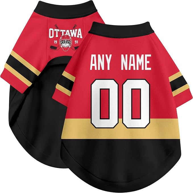 Ottawa Dog Clothes Personalized Pet T Shirt for Dogs Gift | Custom Name Number Jersey Style Pet Shirt for Dog