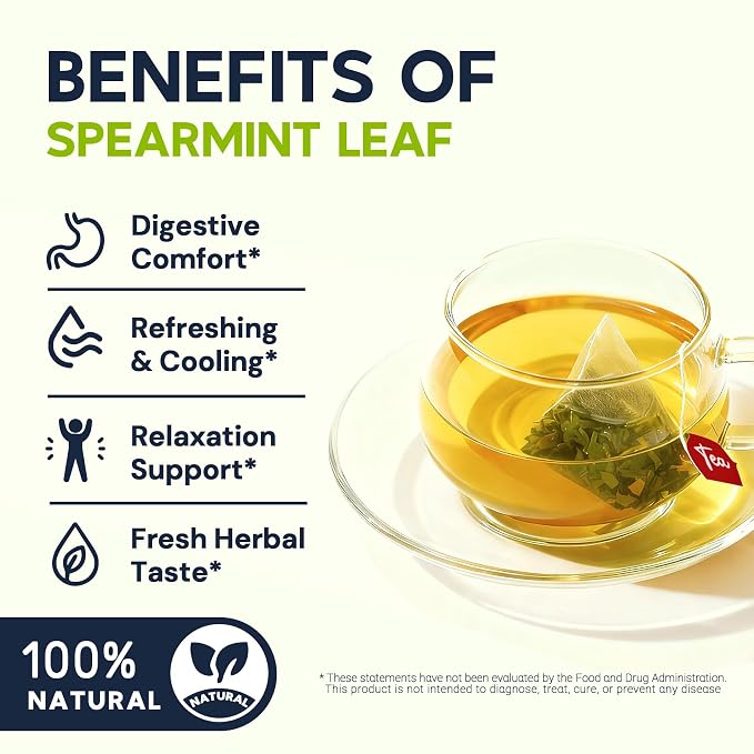 Spearmint Leaf Herbal Tea - Caffeine Free, 80 Teabags