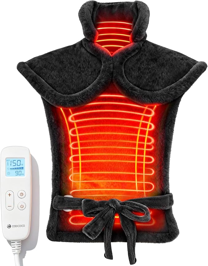 CooCoCo Heating Pad for Back Pain Relief, Electric Heat Pad for Neck and Shoulder, FSA Eligible Full Back Heated Pad, Fast Heating, ETL Certified, 24"x33", Light Black