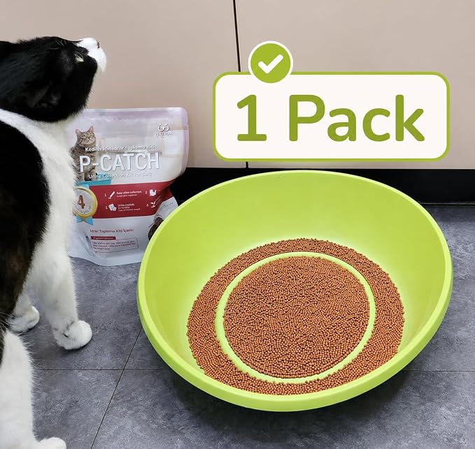 P-Catch Urine Collection Kit - Cat Health Check with Hydrophobic Litter and Urine-Inducing Pheromone - Home & Clinic Use - Vet Formulated - 14 Oz