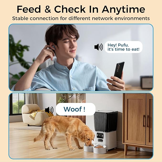 Automatic Cat Feeder with Wide-Angle Camera, 5L (Single-Bowl pro) | Auto Dog Food Dispenser , App Control, 1080P Night Vision,Motion Detection, Two-Way Audio, Large Hopper, Feeding Timer
