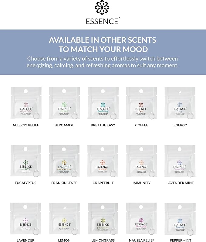 Essence Wearable Aromatherapy Nasal Diffuser – Energy Blend Essential Oil Nose Ring – Personal Scent Clip for Travel, Work & Everyday Use – Made in USA (3 Pack)