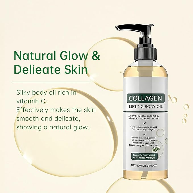 New Collagen Lifting Body Oil After Shower, Hydrating Collagen Oil For Body, Moisturizing Anti Aging for Women & Men, Helps Soften Appearance of Crepey Skin for All Skin Types-1PC