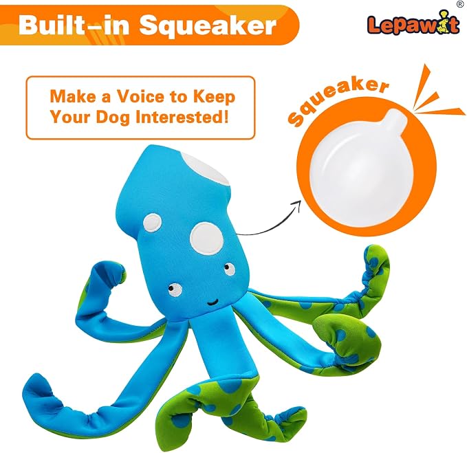 Squeaky Dog Toys, Floating Dog Toys for Indoor or Outward Play, Interactive Gifts for Small and Medium Dogs - Octopus