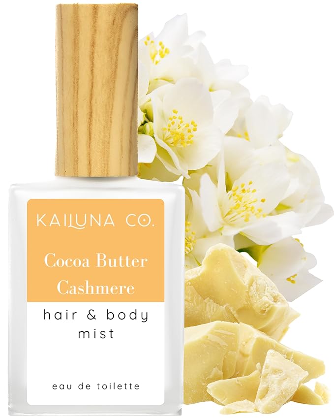 Kailuna Co. Cocoa Butter Cashmere Natural Hair & Body Mist Spray, Pure Essential and Fragrance Oils, Alcohol-Free, Handmade in California, 0.5Fl Oz