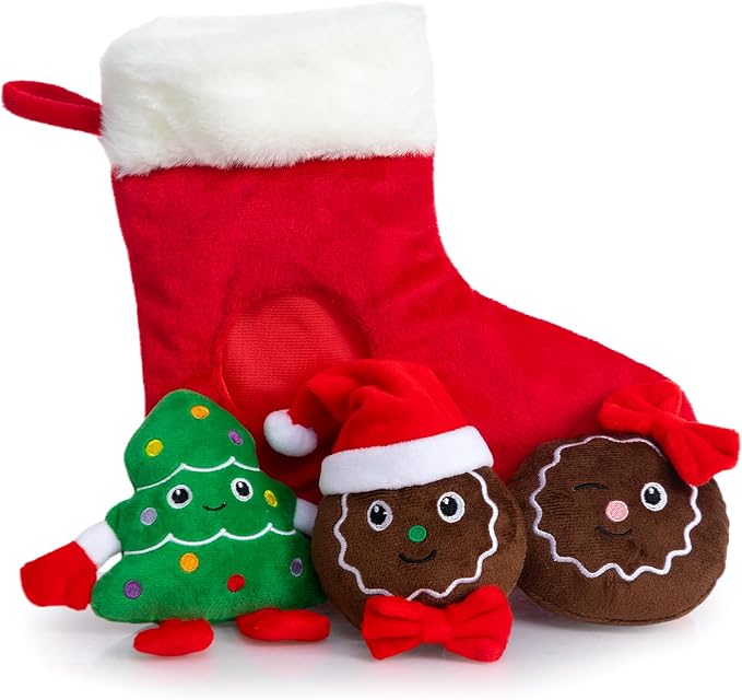 Hollypet Christmas Squeaky Hide and Seek Dog Toys for Small and Medium