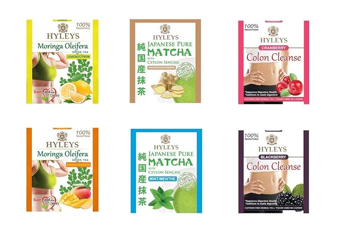 Hyleys Detox Tea for Cleanse and Weight Loss – 14 Day Detox Kit with 42 Tea Bags – Natural Moringa, Matcha, Senna – Supports Colon Cleanse, Digestion, and Metabolism (12 Pack - 504 Tea Bags Total)
