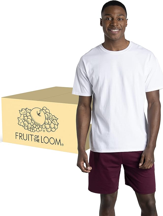 Fruit of the Loom Men's Eversoft Cotton Odor Control & Breathable Moisture Wicking T-Shirts