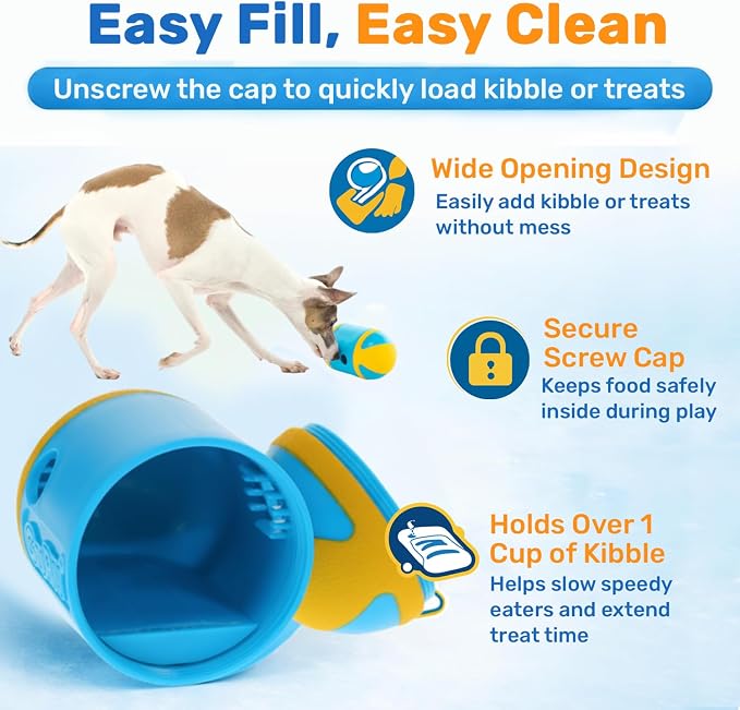 GURU Pet Rock 'N Treat Toy with Capsule-Shaped Design - Medium Interactive Dog Toy with Rocking Motion for Fun Play – Engaging Dog Enrichment Toy with Easy Loading for Slow Feeding & Interactive Play