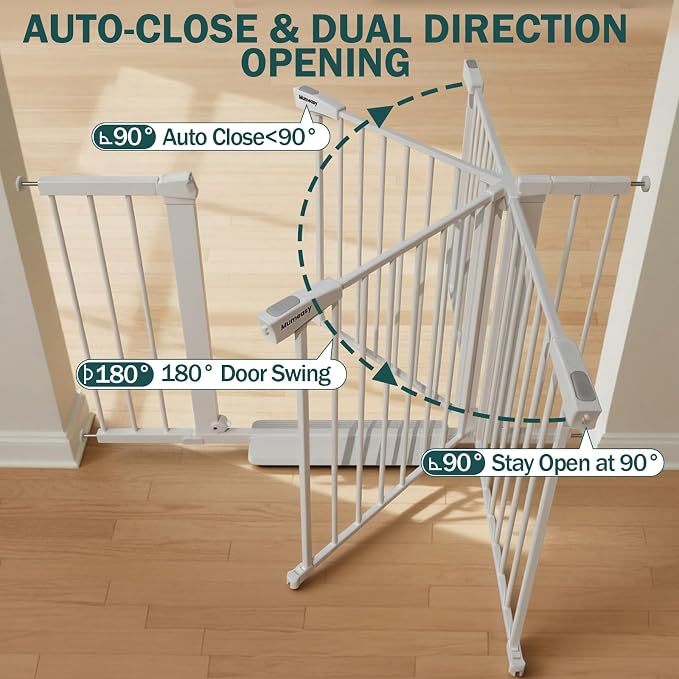 Mumeasy 36" Extra Tall Dog Gate, 29.7-46" Baby Gate for Stairs & Doorways