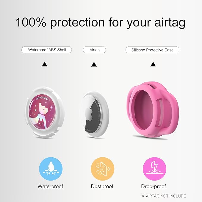 Waterproof AirTag Holder for Dog Collar, Soft Slide-On Dog AirTag Holder | Full-Body Protection, No-Dangle Fit, Ultra-Durable, Lightweight, Tool-Free Installation, Fits Dog & Cat Collars