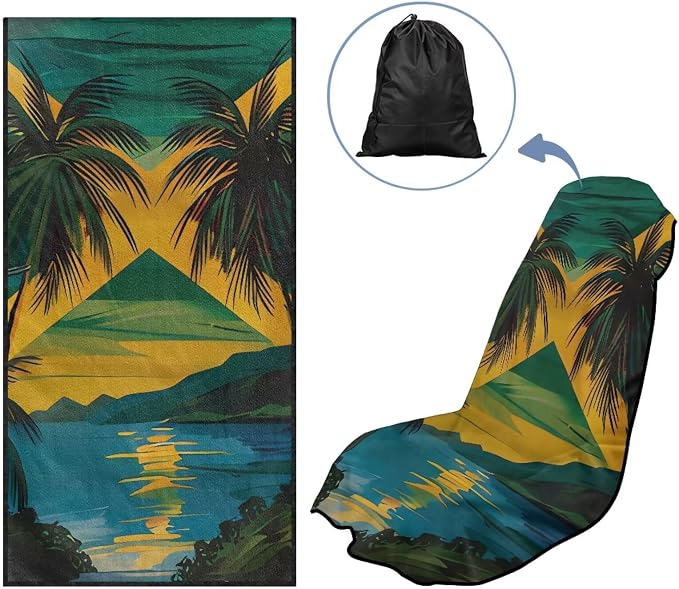 INSTANTARTS Jamaican Flag Island Car Seat Cover Protector Sweat Towel Multi-Functional Car Towel