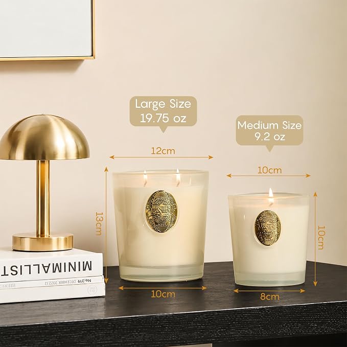 M&SENSE Large Two-Wick Soy Candle | Creamy Vanilla Pie & White | 19.8 oz, 120H Burn Time | Luxury Scented Candle for Relaxation, Gifting, Home Décor | Ideal for Bedroom, Office, Party Ambiance