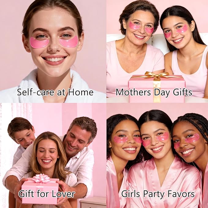 30 Pairs Pink Eye Masks, Under Eye Patches for Puffy Eyes, Reducing Fine Lines, Small Gifts for Women, Mothers Day Gifts, Teacher Gifts, Bulk Gifts, Bachelorette Party Favors,Skincare