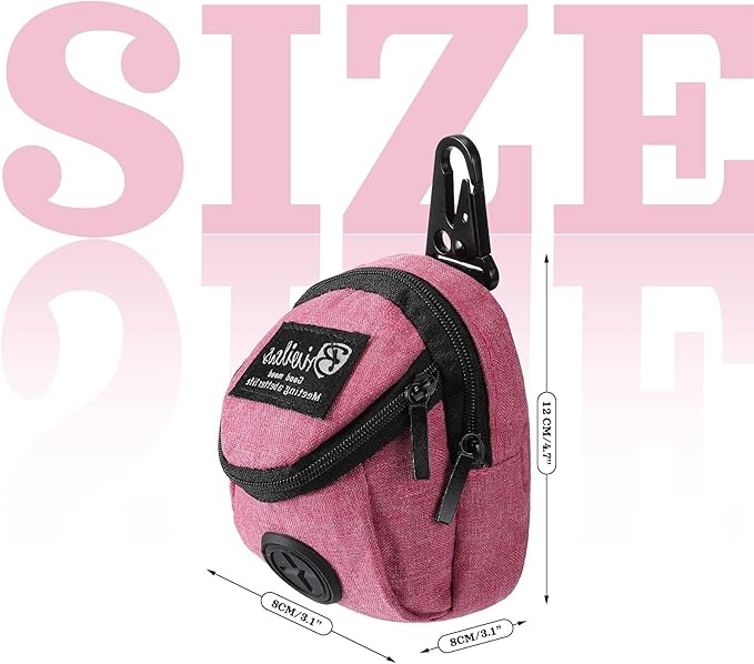 Talltalk 2 Pieces Dog Treat Pouch Pet Dog Poop Holder, Pink,Grey | Pet Waste Dispenser with Zipper Treat Pouch, Clip Attaches to Leashes, Hands-free Walks, Bottom Outlet for Quick Access