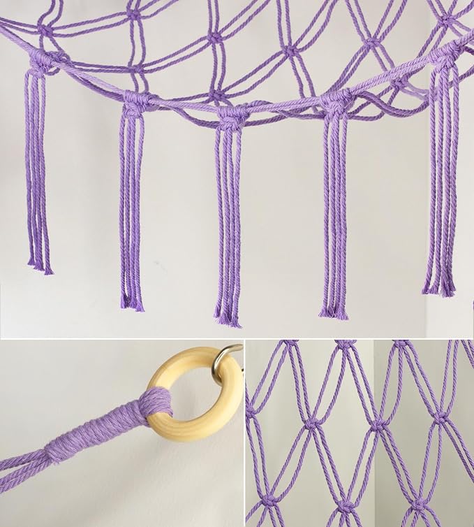 Stuffed Animal Storage Hammock or Net - Toy Hammock Net for Stuffed Animals Corner - Hanging Stuff Animal Organizer Holder Ideas for Plush Plushie - Purple Kids Baby Nursery Wall Bedroom Room Decor