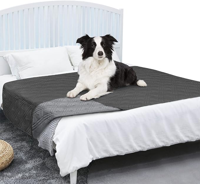 PetAmi Waterproof Couch Cover for Dog Non-Slip Bed Sofa Blanket, 68x82 Gray | Leakproof Furniture Protector for Pet Cat, Machine Washable Pee Proof Mat for Chair Car Seat, Durable & Anti Slip Backing