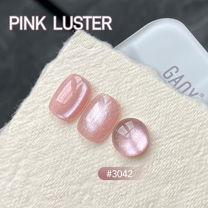 GAOY Jelly Pink Cat Eye Gel Nail Polish, 16ml Glitter Holographic Nail Polish with Magnet, Reflective Translucent UV Gel, 3042 Pink Luster