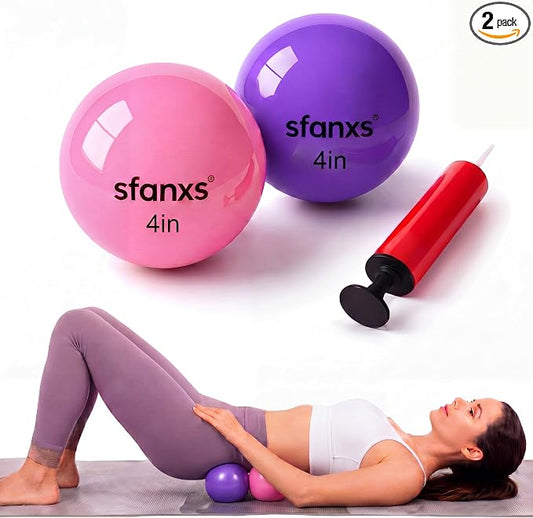 2 Pack Hip Flexor Release Ball Set, 4 Inch Myofascial Massage Balls for Psoas, Glutes, with Pump, Manual Ball for Pain Relief, Trigger Point Therapy, Muscle Recovery, Home & Gym Use