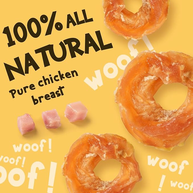 Chicken Jerky Dog Treats, Chicken Rings, Training Treats for Dogs, Natural Dog Jerky Treats