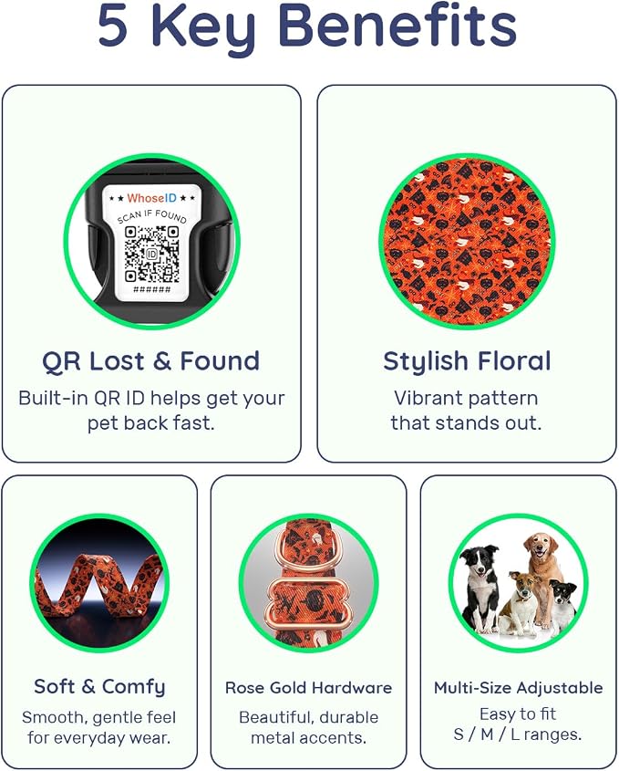 Dog Collar for Small Dogs with Smart QR Tags
