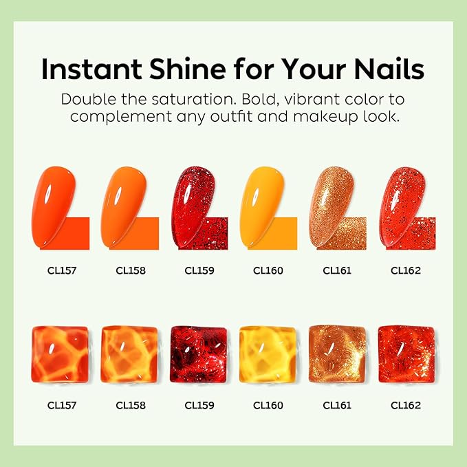 Luxbon 6 pcs Gel Nail Polish Set - Fall Color Set Long Lasting Autumn Gel Polish, uv led Soak Off Nail Art Designs Manicure Kit 027