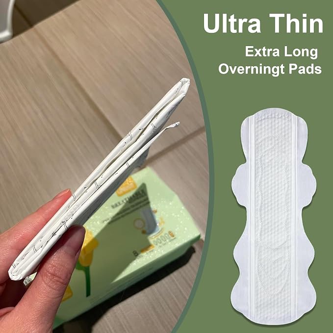 uNeat Overnight Pads for Women, Size 5, Ultra Thin Maxi Period Pads with Wings, Extra Heavy Flow Absorbent, Feminine Care, Unscented, Extra Long Sanitary Napkins for Feminine, 48 Count