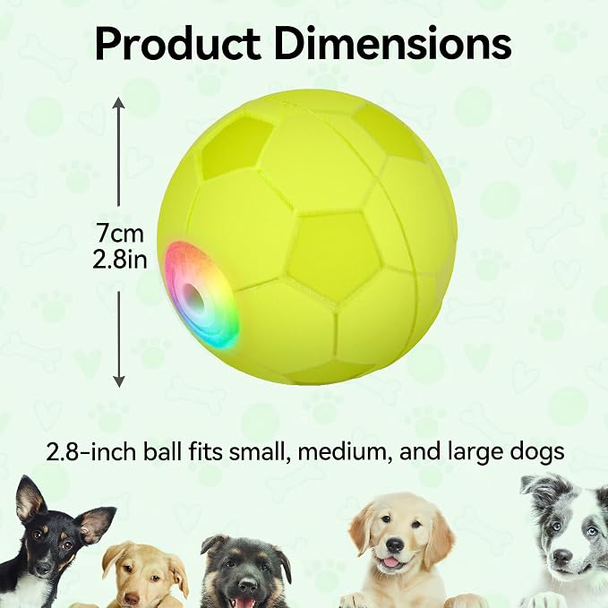 ALL FOR PAWS Interactive Dog Toy, Smart Moving Ball with 2 Play Modes, E-TPU Material, USB Rechargeable Motion-Activated Bouncing Ball for Medium Large Dogs, Automatic Rolling Keeps Dog Busy