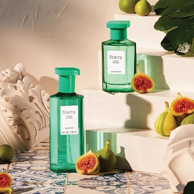 Fine'ry Green Fresh Fig Perfume for Women - Mystic Fig'ures - Long-Lasting with Mediterranean Fig, Ocean Air, Salted Sage, Iris - Woody, Full Size Hair & Body Cologne Parfum Fragrance, Vegan (60mL)