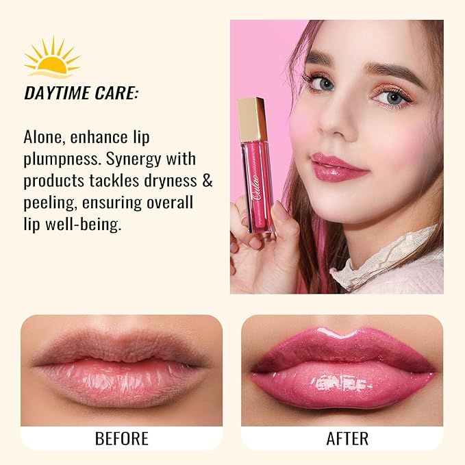 Oulac Purple Lip Gloss High-shine Moisturizing Lip Gloss Oil Liquid Lipstick Non-stick Cup Glitter Lipstick Lip Tint Reduce Fine Lines Lip Glaze For Dry Lip C14