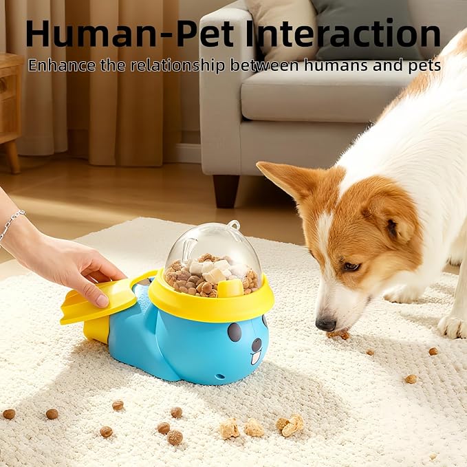 Dog Interactive Treat Dispenser Toy, Interactive Cat Dog Puzzle Toy, Dogs Food Treat Feeding Dispenser for Healthy Eating for Small & Medium (Blue/Yellow)